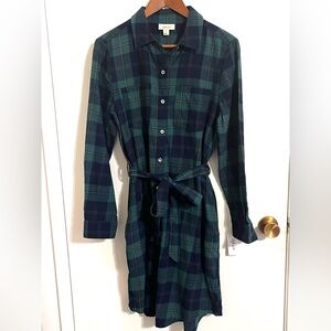 Style & Co. Green and Blue Plaid Long Sleeve Dress NWT